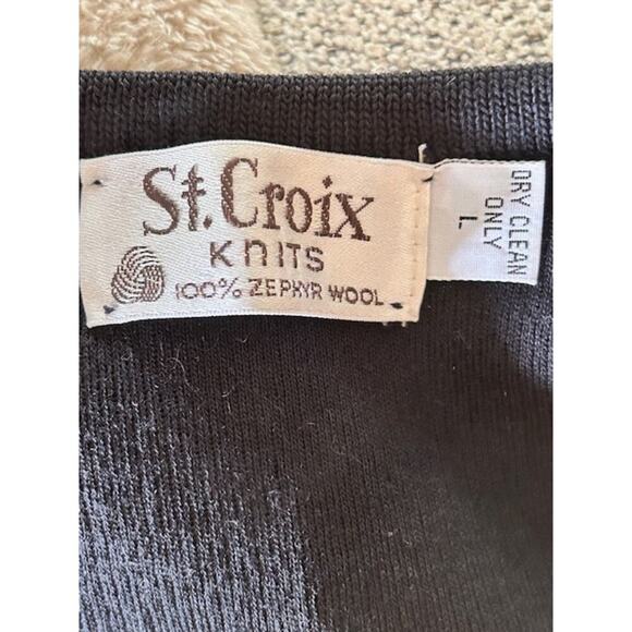 Vintage St. Croix Knits 80s Black 100% Zephyr Wool Sweater Vest size Large - Picture 3 of 4